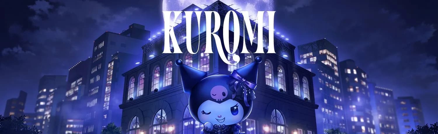 Kuromi in front of a moonlit department store, the key art for KUROMI's Mysterious Department Store